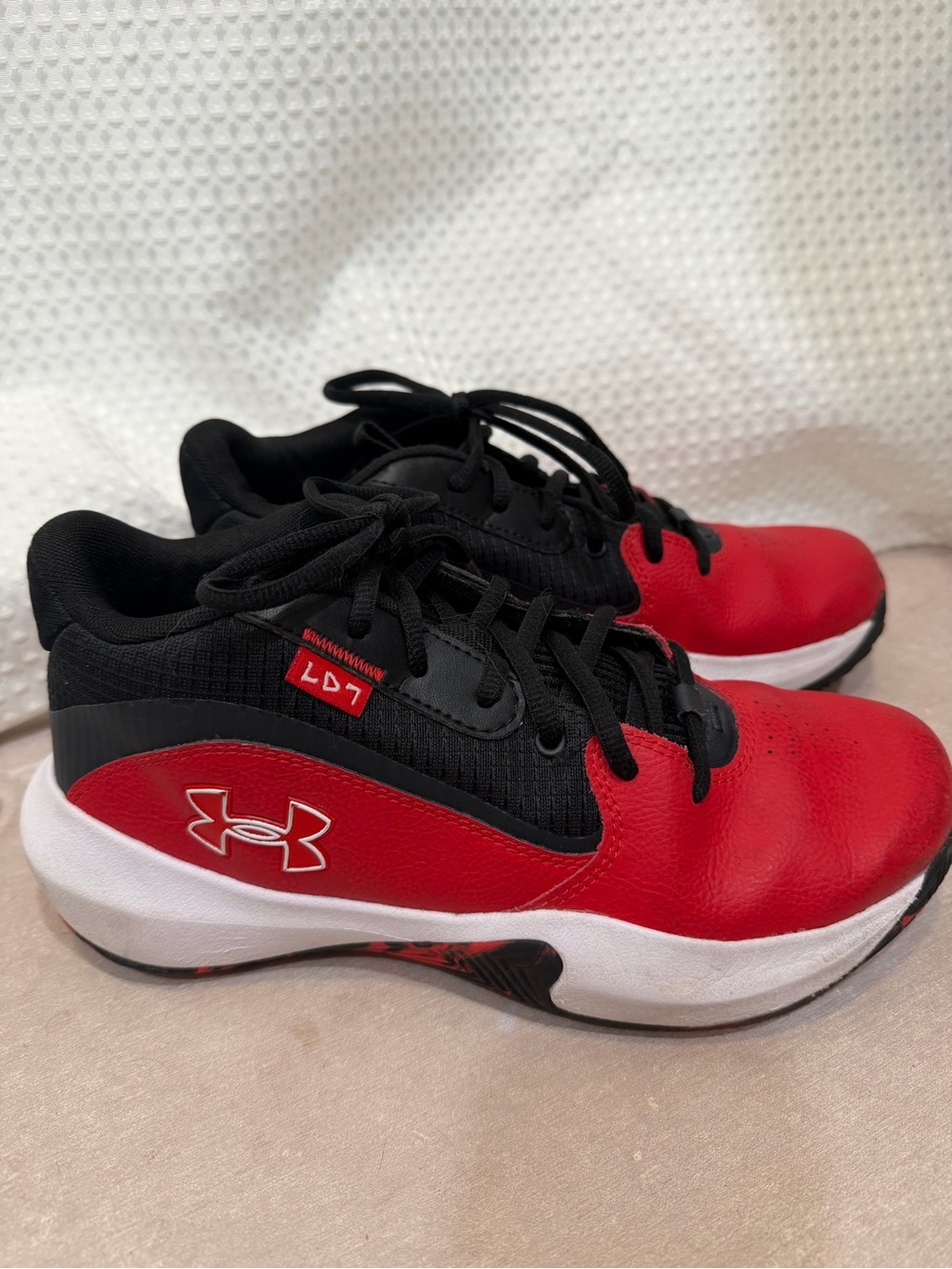 Under Armour Kids Red and Black Lace-Up Sneakers